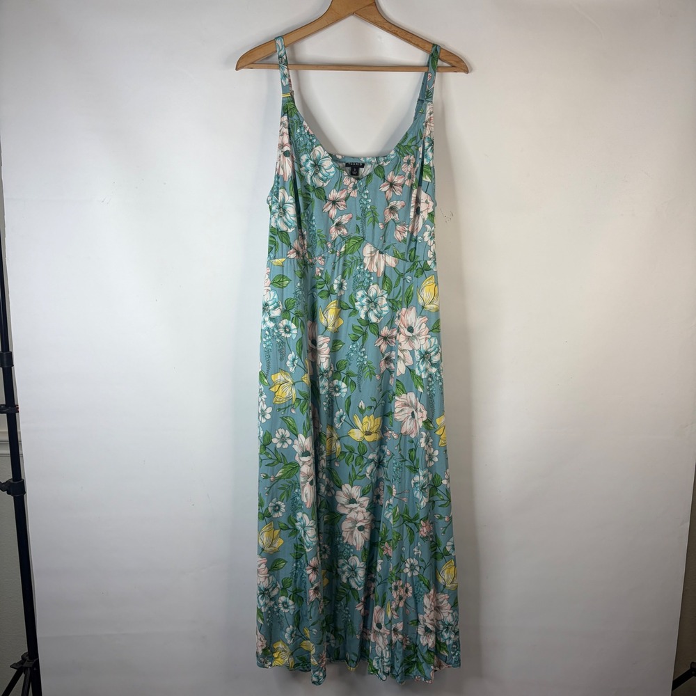Torrid Maxi Dress Women 3 Blue Floral Pockets Adjustable Straps V-Neck Sun Dress - Picture 2 of 11